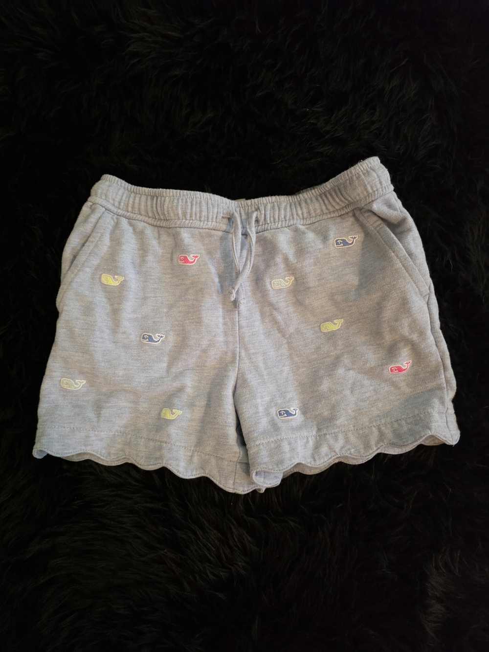 Vineyard Vines Light Blue Scalloped Hem Whale Embroidered Shorts